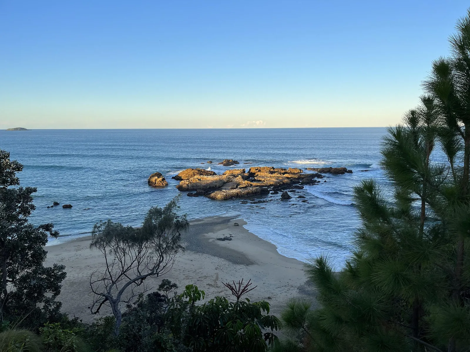Tombolo at southern end of Hills Beach, Korora, Coffs Harbour, NSW, Australia, taken in 2022