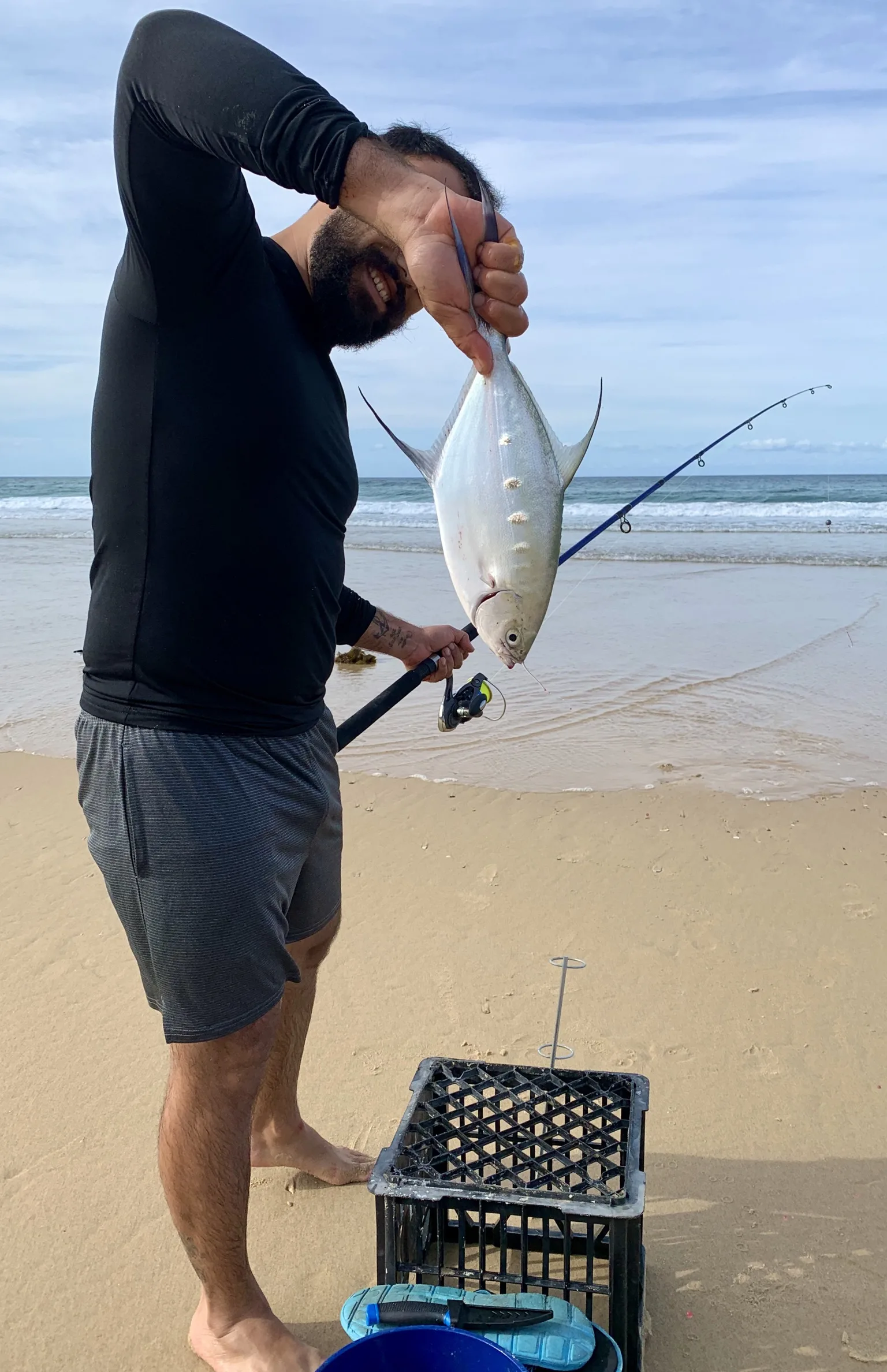 Beach fishing at the Gold Coast, Queensland, Australia