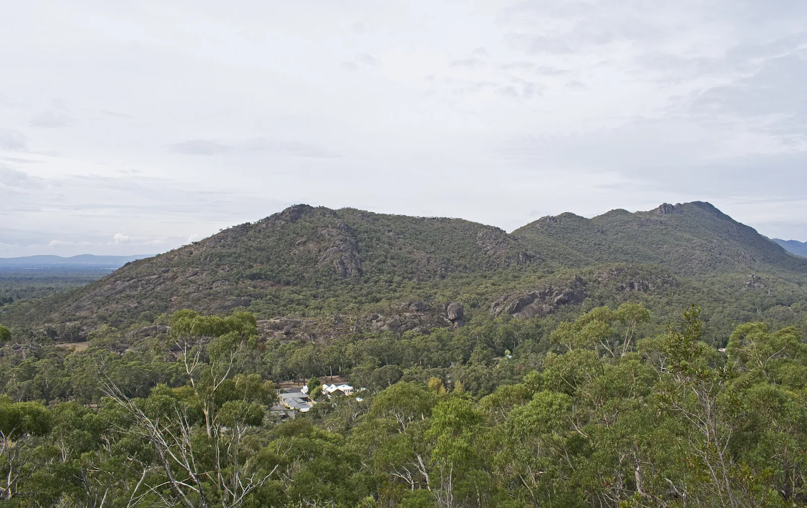 Boronia Peak and Halls Gap seen from Chatauqua Peak Walk, Grampians National Park, Victoria, Australia