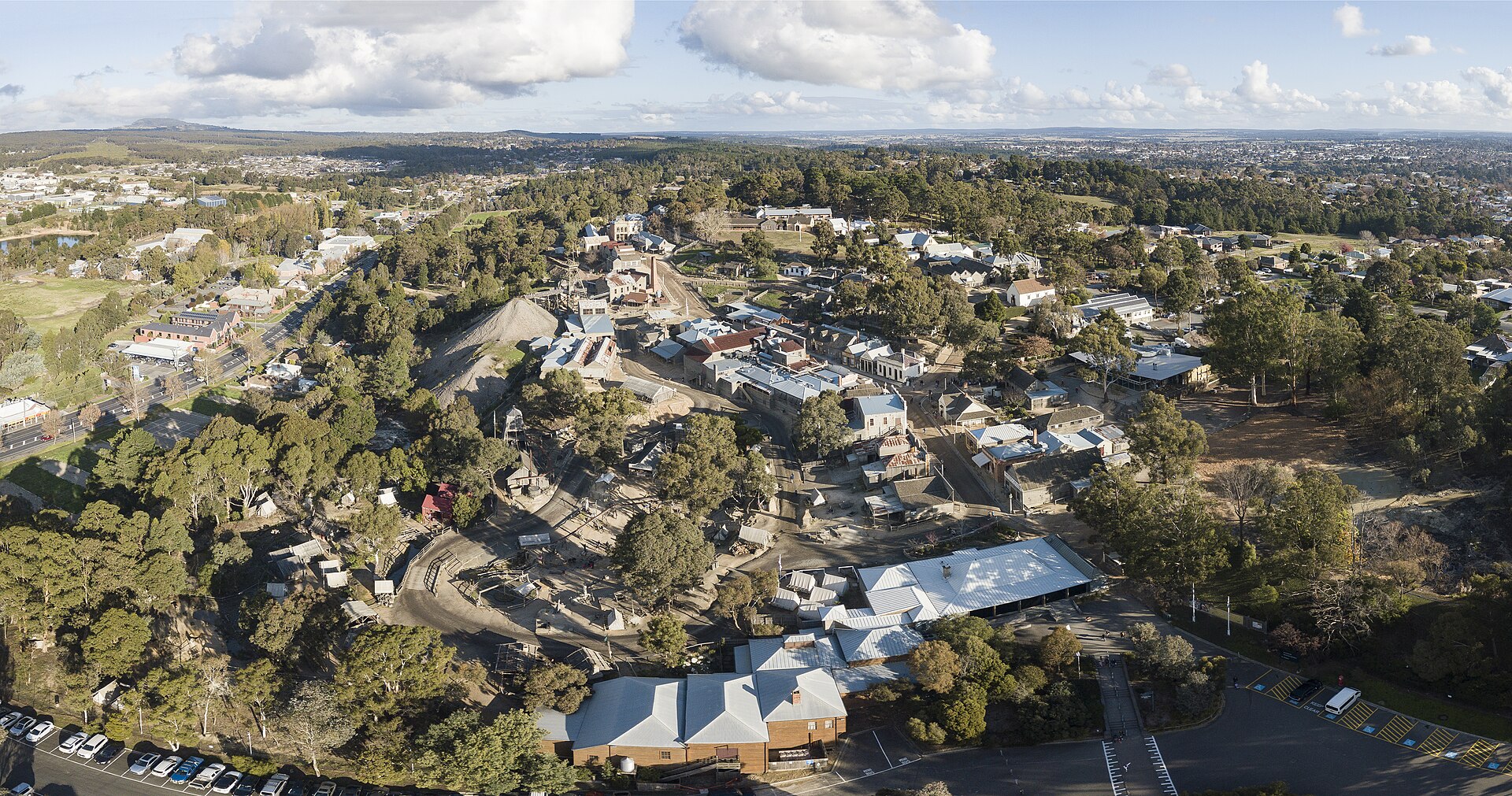 ballarat sovereign hill gold mine aerial panorama victoria australia 2018